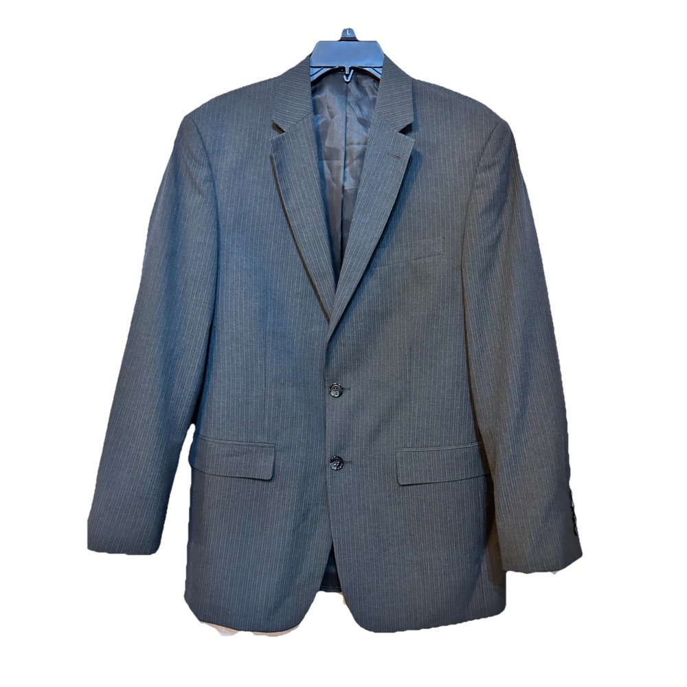 Wall Street Men's Blazer Suit Jacket Size 38R Gray Pinstripe Sport Coat Dbl Vent